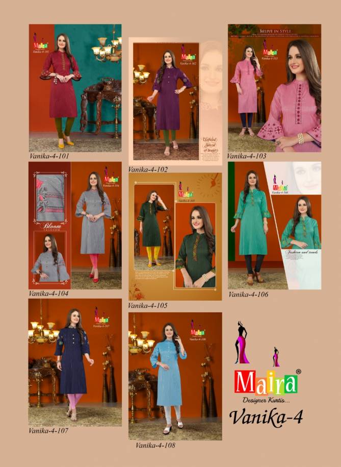 Maira Vanika 4 Ethnic Wear Embroidery Rayon Designer Kurti Collection